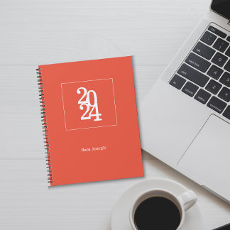 Agenda Simples Elegante Laranja Semanal Mensal