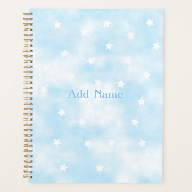 Agenda Simples estrelas personalizadas Sky Watercolor (Frente)