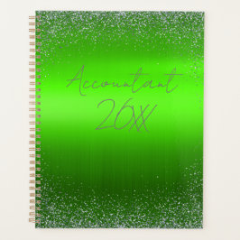 Agenda Simples Monograma de Lâmpada Verde Bruta de Metal