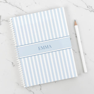 Agenda Simples Nome Personalizado Listrado Azul Empoeirad