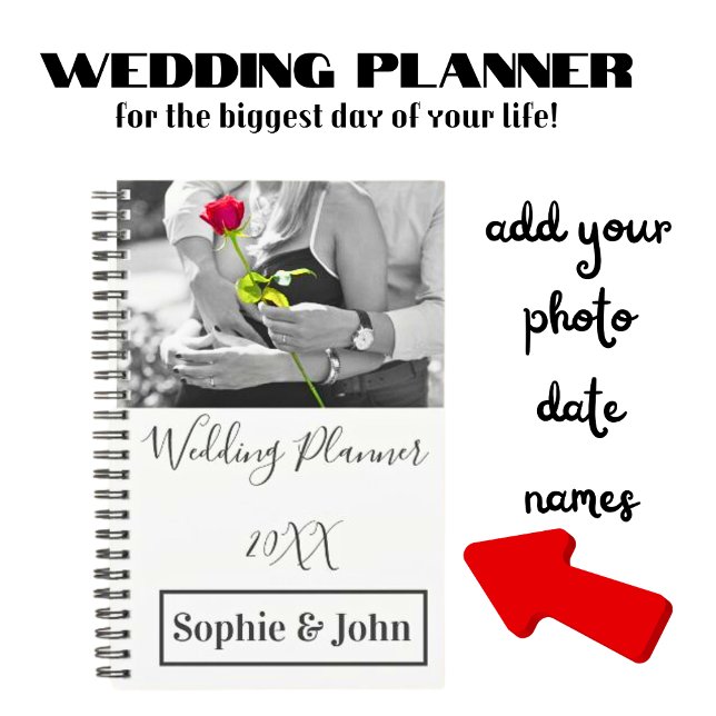Agenda Simples Planeador de Casamento de Fotos Moderna (You can change the font styles and colors.)