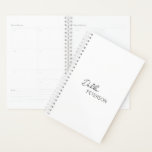 Agenda Simples preto e branco Elegante Moderno Contemporâ<br><div class="desc">Planeador de negócios moderno e profissional,  preto e branco,  com um design simples e mínimo com seu nome em um roteiro elegante e fonte sans serif contemporânea.</div>