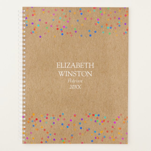 Agenda Simples Russo Kraft Rainbow Confetti (Frente)