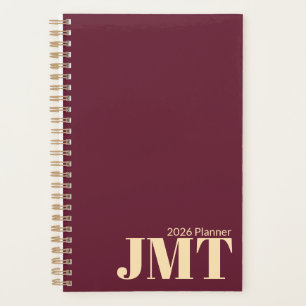 Agenda Simples Vinho e Pêssego Monograma 2026 Planner