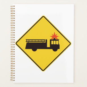 Agenda Sinal de Aviso de Caminhão de Bombeiros Amarelo