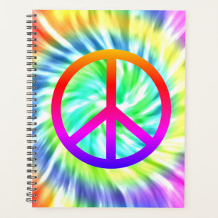 Agenda Sinal de Paz Tie Dye Spiral Semanal/Mensalmente Pl