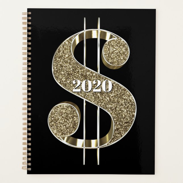 Agenda Sinal Dourado de Dólar Personalizado (Frente)