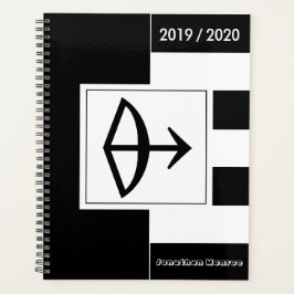 Agenda Sinal Zodiac de Ano Personalizado Sagitário Preto 