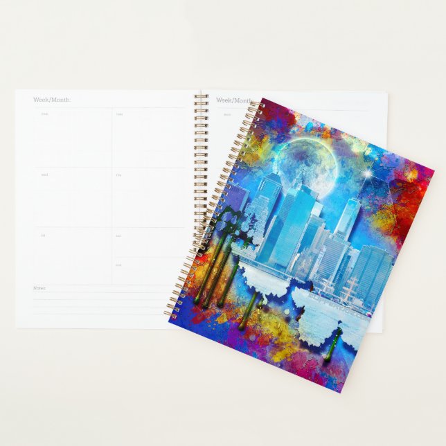 Agenda SlipperyJoe NYC grafite lua cercada por nuvens dra (Exibição)
