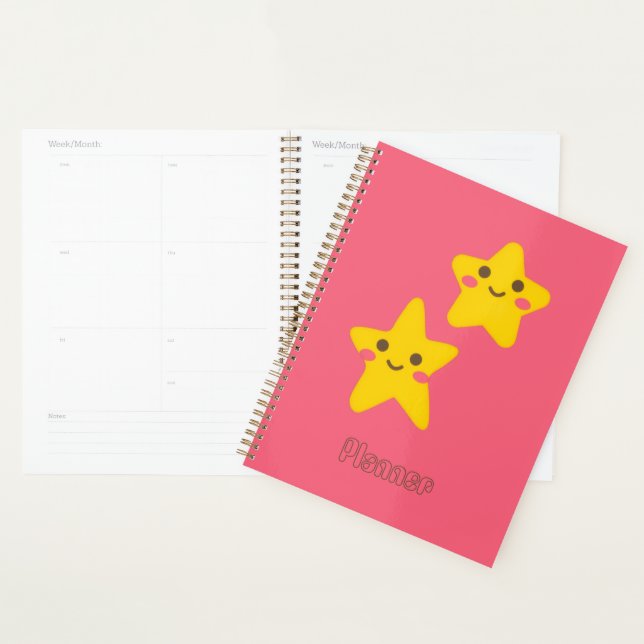 Agenda Smiling Stars Spiral Photo Notebook (Exibição)