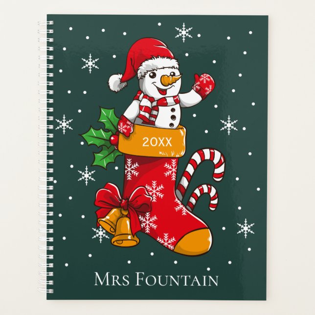 Agenda Snowman Candy Cane Snowflakes Diariamente (Frente)