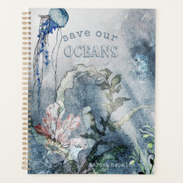 Agenda Sob o Mar Criaturas Cena de Aquarela