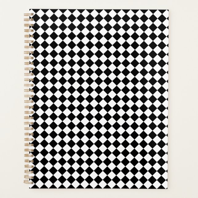 Agenda Solid Black and White Chevron Pattern Standard (Frente)