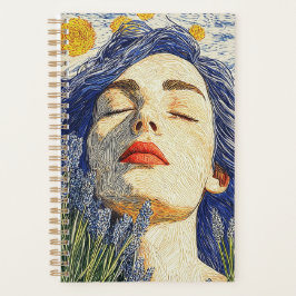 Agenda Sonho de Lavanda da Noite Estelar Texturizado Mulh