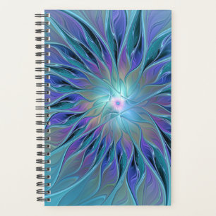 Agenda Sonho Flor Azul Roxo Arte Fractal Abstrata
