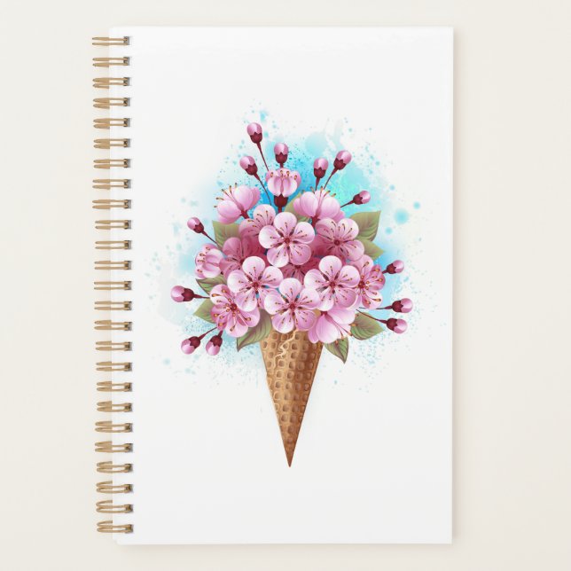 Agenda Sorvete Waffle Rosa Sakura Cone (Frente)
