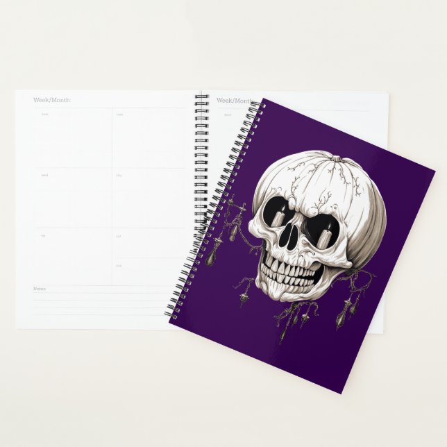 Agenda Spooky Halloween Melting Cranium With Bat Imagery  (Exibição)