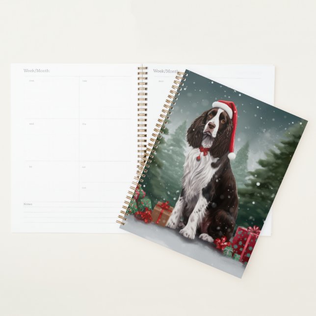 Agenda Springer Spaniel Dog no Natal da Neve (Exibição)