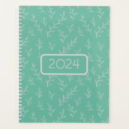 Agenda Springy: Folhas Mão-Esboçadas em Mint Green