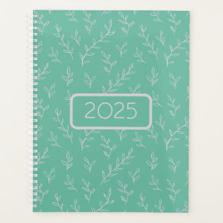 Agenda Springy: Folhas Mão-Esboçadas em Mint Green