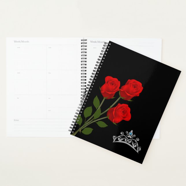 Agenda Srta. America Crown & Rosa vermelha Planner (Exibição)