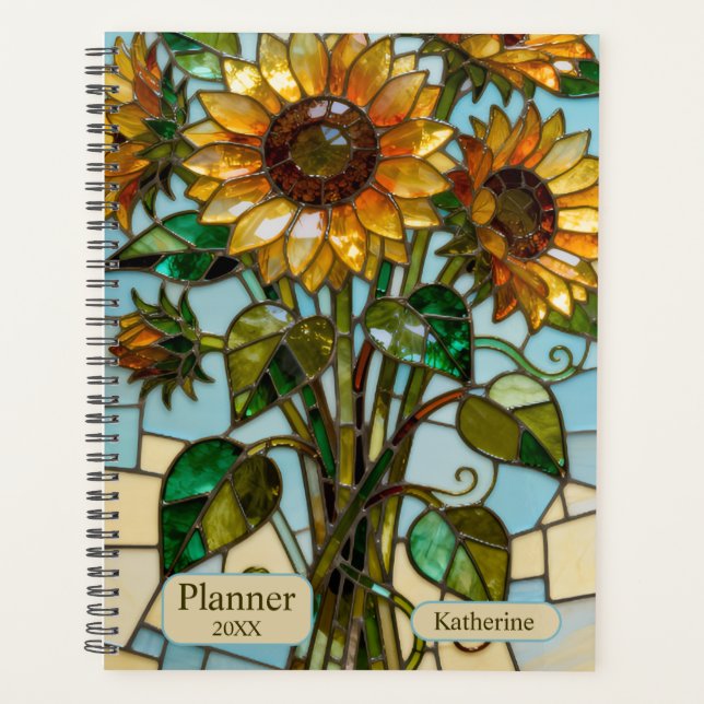 Agenda Stained Glass Sunflowers Name And Year (Frente)