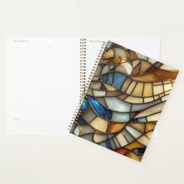 Agenda Stained Glass Waves Spiral Notebook (Exibição)
