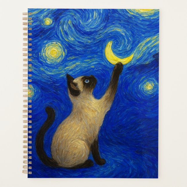 Agenda Starry Night Siamese Cat Moon  (Frente)