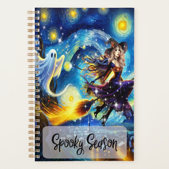 Agenda Starry Night Witchy Halloween Design (Frente)
