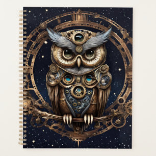 Agenda Steampunk Owl contra o céu estrelado
