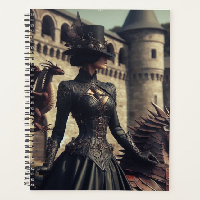 Agenda Steampunk Victorian Industrial Lady Dragon Rider (Frente)