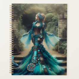 Agenda Steampunk Vintage Victorian Lady Teal Mermaid
