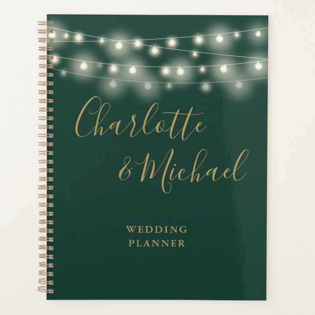 Agenda String Lights Signature Script Green Dourado Casam (Frente)