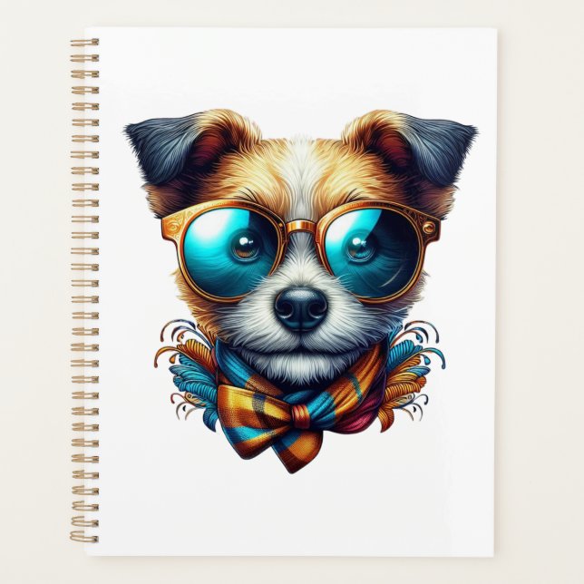Agenda Stylish Dog With Glasses Colorful Modern Pet Art (Frente)