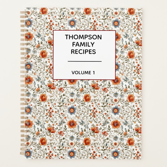 Agenda Stylish Floral Neutrals Personalized Recipe  (Frente)