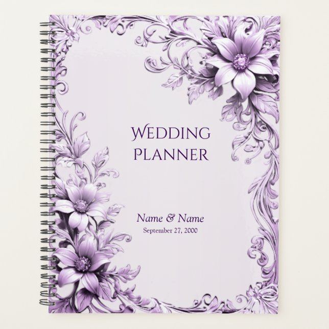 Agenda Stylish Purple Flowers Planner (Frente)