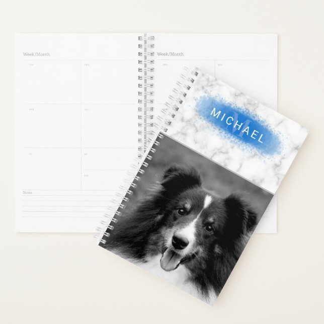 Agenda Sua Textura de mármore personalizada com azul (Exibição)