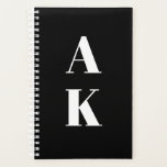Agenda Suas Iniciais Personalizadas em Preto e Branco<br><div class="desc">Personalize com suas próprias iniciais</div>