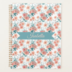 Agenda Suave Rosa Floral Personalizado de Primavera Vinta