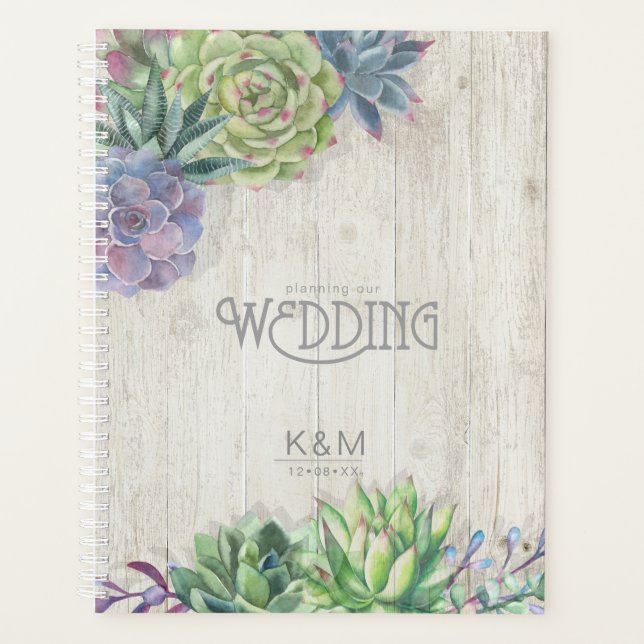 Agenda Succulents and Rustic Wood Wedding ID515 (Frente)