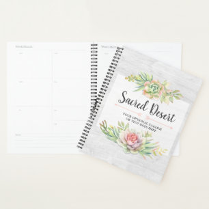 Agenda Suculentas Desérticas Cacto Boho Aquarela Rústica