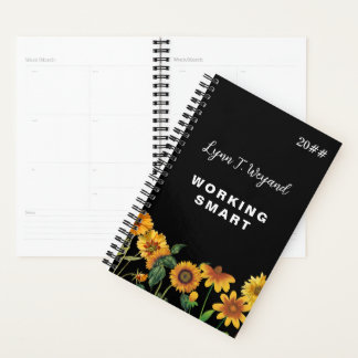 Agenda Sunflower Custom Name Bright Floral Planner