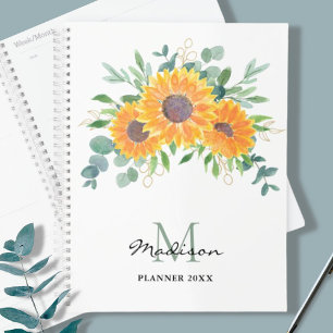 Agenda Sunflower Eucalyptus Greenery Name Monograma 2023 