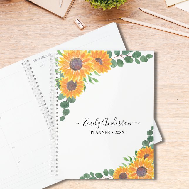 Agenda Sunflower Eucalyptus personalizado (Criador carregado)