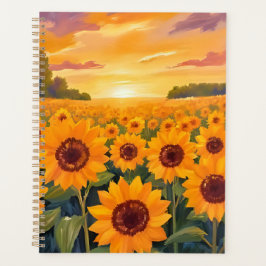 Agenda Sunflower Field Sunset Landscape Painting