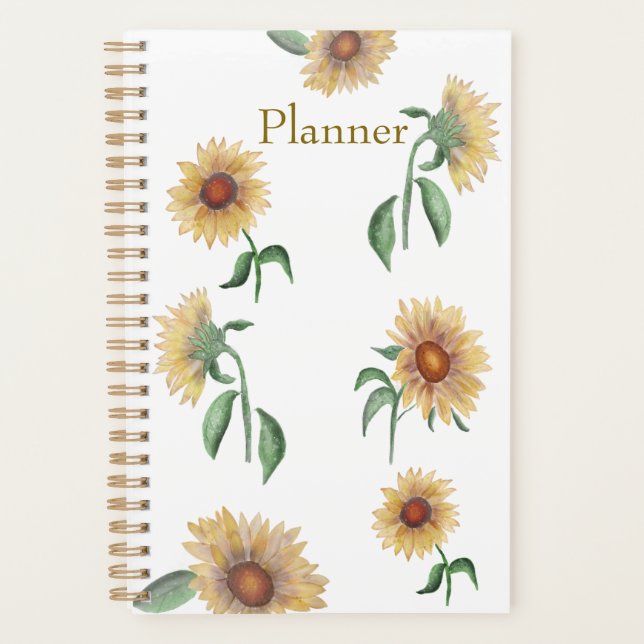 Agenda Sunflower Watercolor Annual Planner (Frente)