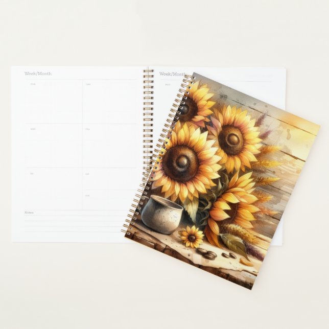 Agenda Sunflowers Watercolor Painting (Exibição)