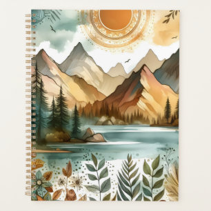 Agenda Sunny Rustic Boho Nature Pattern Mountain Lake