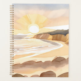Agenda Sunset Beach | Ocean Watercolor Coastal