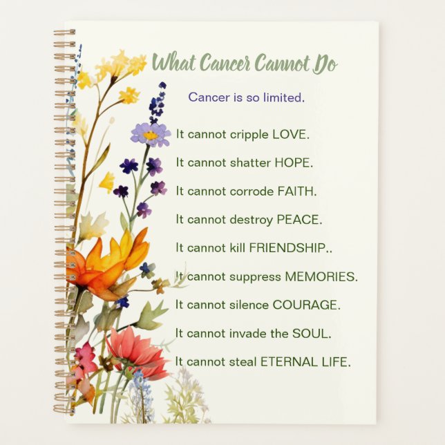 Agenda Suporte ao cancer Inspire Wildflower Sage Planner (Frente)